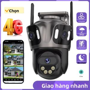 Camera Giám Sát Ngoài Trời 4G SIM Card PTZ 4K WiFi Với Ba Ống Kính Và Ba Màn Hình Tích Hợp Phát Hiện Chuyển Động Người Sử Dụng Được Trong Nhà/ngoài Trời