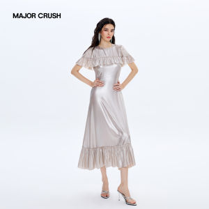 Luxury Summer Evening Dress Champagne Pink Ruffles