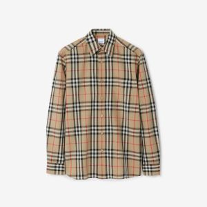 Burberry | Check Pattern Cotton Long Sleeve Mens Shirt