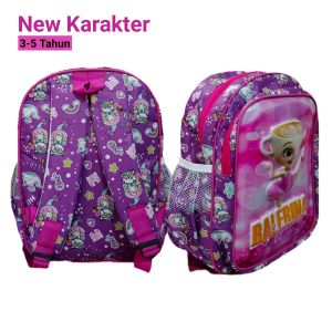 Tas Ransel Anak Perempuan Paud TK | Motif Karakter Lucu 3D Kekinian | Lampu LED Nyala
