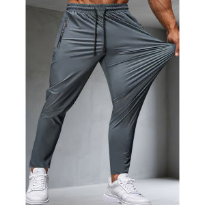 Mens Fitness Pants Zippered Pockets Stretch Sports Pants Running Daily Wear Casual Pants Jogger Man Football Fishing Gift Gym