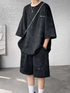 Loose Fit Tie-Dye Short Sleeve Short Set Mens Summer Casual Fashion T-Shirt And Pants Ensemble for Teenagers Polyester Fiber