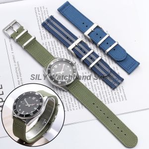 Quick Release Ribbed Nylon Wrist Band 20/22mm Army Green Woven Canvas Nylon Fabric Watchbands Universal Military Sport Bracelets