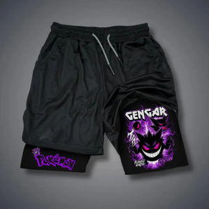 Bandai | Pokémon Game 2-in-1 Shorts Summer/Autumn Mens and Womens New Joint Sports and Fitness American Trend Double-layer Shorts
