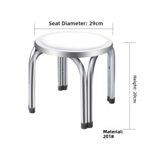 Stainless Steel Stool Stackable Home Living Room Small Stool Four-legged round Low Stool Outdoor Chair Robust Durability