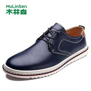 Breathable Leather Mens Casual Shoes Business Versatile Flat Heel round Toe Rubber Outsole Comfortable All-Match Autumn New Arrival