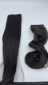 3PCS Straight Hair/Big Wave 60CM/50CM Brown Black Wig Hair Extensions Women Human Hair Seamless