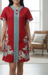 MMINIOUTLET NYONYA BATIK qipao cheongsam dress cny red dress cotton