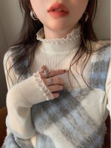 เสื้อชั้นในถักคอสูงครึ่งตัวผู้หญิง ทรงสลิมฟิต ดีไซน์เก๋ไก๋ ผ้าฝ้ายผสมโพลีเอสเตอร์ ฤดูใบไม้ร่วง 2025