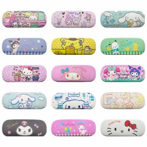 Sanrio Hello Kitty Cinnamoroll Kuromi Melody Kids Glasses Case Kawaii Cute Cartoon Portable Myopia Student Glasses Storage Box