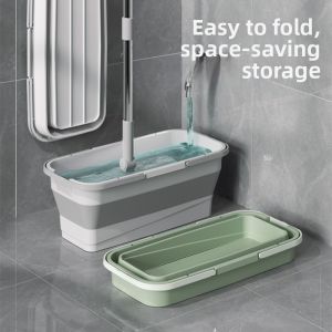 Home Folding Silica Gel Bucket Long Rectangular Mop
