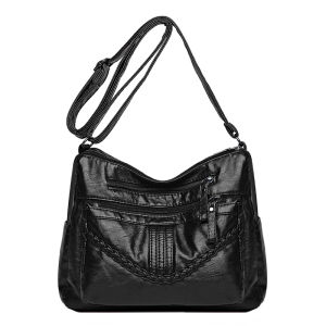 Túi Đeo Chéo Da Thật Mềm Dung Tích Lớn Cho Phụ Nữ Trung Niên Túi Đeo Vai Đơn Túi Vuông Nhỏ Thời Trang Mùa Hè Mới 2025