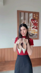 Giày cao gót (Slingback) Whale Shoes (SD06) 7cm khoét eo da mờ khoá đính đá đế chống trượt
