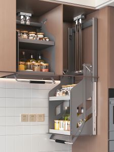 Kitchen Cabinet Pull out Basket Stainless Steel Adjustable Height under Shelf Side Mount Storage Rack for Spices And More