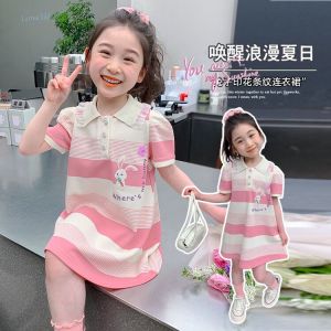 [PRINCESS KESLI] 2-11 Tahun Rabbit Dress Baru 2024 Kartun Gaya Cartoon Korea Salur Gaun Baju Anak Perempuan
