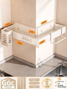 B&W | Kệ Treo Tường Góc Bếp Không Cần Đục Lỗ Inox