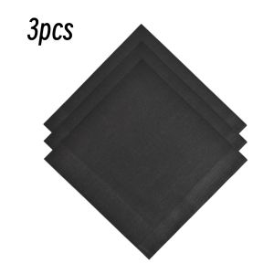 3-6PCS combed cotton universal retro jacquard handkerchief 43cm/16.9in pure black wedding party gift elegant design funeral supp