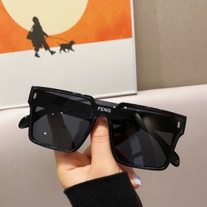Fashion Retro Disco Jumping Square Stylish Black Frame Sunglasses Decoration Trendy Mens Street Shot Shape Sunglasses