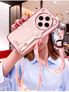 Vivo X300 pro Womens Soft Silicone Protective Case with Wristband And Carabiner Creative Crossbody Hanging Rope Full Cover Anti-fall