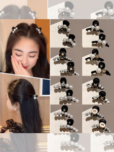 Princess Style Pearl Hair Clip Womens Small Hair Claw Half Updo Hair Accessory Forehead Bangs Clip Fashionable Hairpin
