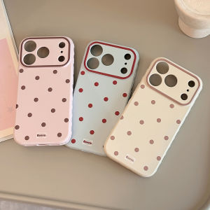 Korean Full Screen Polka Dot Pattern Phone Case For iPhone 17 16 15 14 13 12 Pro Max color blocking Shockproof Bumper Soft Cover