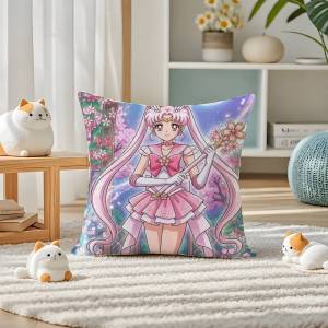 Bandai | Sailor Moon Sailor Uranus Anime Plush Pillow Cover Soft Short Plush Cushion Cover For Sofa Bedroom Home Decor Gift Decoration