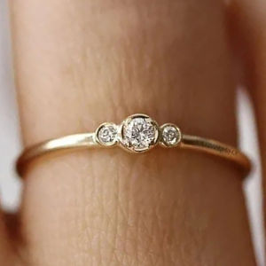 Huitan Minimalist Gold Color Thin Ring for Women with Cubic Zirconia Daily Wear Exquisite Accessories Statement Jewelry