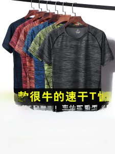Quick Dry Sport T-Shirt Mens Short Sleeve Fitness Running Outdoor Clothing Quick Dry Breathable Elastic Sweat Absorbent round Neck