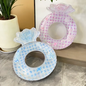 Phao Bơi Trẻ Em Hình Vỏ Sò Cao Cấp Kim Tuyến Lấp Lánh Có Tựa Lưng Chất Liệu PVC Dày Cho Bé Đi Bơi