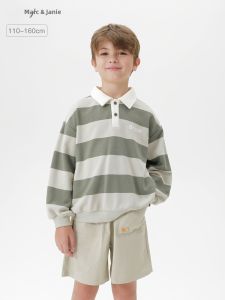 Marc&Janie | Two-tone Stripe Polo Collar Hoodie