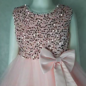 Big Joy Girls Formal Gown Elsa Elegant Party Dress with Full Sequins with Ribbon For Ages 2 to 8 Years Old 564300
