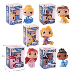 ToyStory 10cm Cartoon Disneys Princess Theme Funko POP 222# Cinderellas 221#Belles 220#Ariels 223#Rapunzels 224#Tianas Vinyl Action Figure Model Toys For Kids Birthday Gifts
