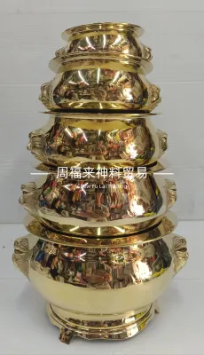 香炉 铜香炉 铜炉 铜 炉 双边狮子 Brass Joss sticks Pot/ Urn