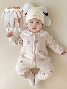 Baby Cotton Romper Spring Autumn Winter Thin Cotton Baby Suit Boys Girls Newborn Clothes Long Sleeve Single Button Closure