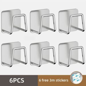 1-6pcs Kitchen Stainless Steel Sink Sponges Holder Self Adhesive Drain Drying Rack Shelf Household Wall Hooks Storage Organizer