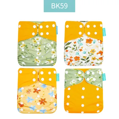 Happyflute 4 Cái/bộ Tã Vải Tái Sử Dụng Thân Thiện Với Môi Trường Tã Vải Cho Bé Unisex 3-15kg Quần Phòng Thí Nghiệm Bằng Vải Polyester Dành Cho Trẻ Từ 0-1 Tuổi