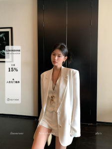 Luxurious Style Linen Textured Suit Jacket and Shorts Set