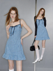 Unifree | Summer French Style Slim Waist Dress with Bow