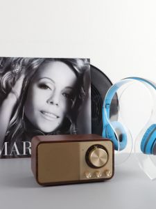 เครื่องเล่นแผ่นเสียงเรียบง่ายแบบสมัยใหม่ รูปปั้น ห้องเสียง ห้องบันทึกเสียง ตกแต่งบ้าน วัสดุพลาสติก อะครีลิก โลหะ ไม้