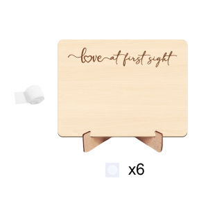 Love At First Sight Ultrasound Photo Frame Tabletop Wooden Frame with Holder & Ribbon For Pregnancy Announcement Sign