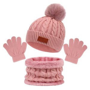 3Pcs Topi Kupluk Syal Sarung Tangan Musim Dingin Winter Bayi Anak Bahan Rajut