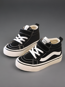 Classic High Top Canvas Sneakers for Kids Boys And Girls Trendy Sport Shoes Korean Style Neutral Magic Tape Closure All Season