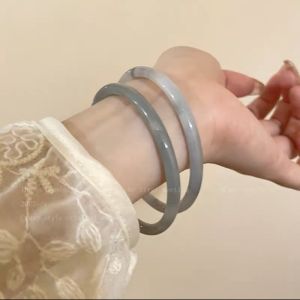 Vintage Glass Imitation Jade Bracelet Student Fashion Accessory Chime-When-Moved Bangle for Female Friends Traditional Hanfu Jewelry