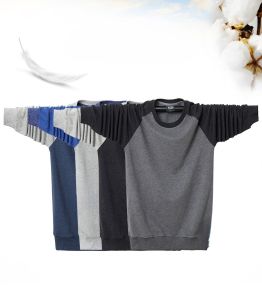 VSheng M-6XL Big Size Long Sleeve Oversized Men T Shirt Plus Size Lapel Thin Crew Neck Man Tops