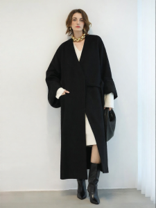COCOBELLA | Black Fake Two-Piece Long Wool Coat