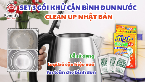 SET 3 GÓI KHỬ CẶN BÌNH ĐUN NƯỚC CLEAN UP NHẬT BẢN