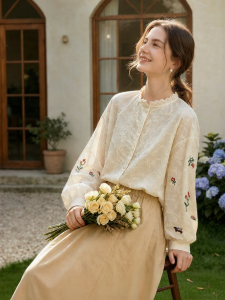 INMAN | French Lace Ruffle Collar Puff Sleeve Blouse