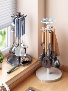 Modern Simplicity Rotating Kitchen Utensil Holder Rack Stand Spoon Spoon Holder Storage for Home Use Non-Slip Desktop Utensils