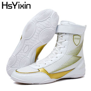 Mens High Top Wrestling Shoes Boxing Fighting Comfortable Training Sports Boots Rubber Large Sole Anti-Slip Boxing Sneakers