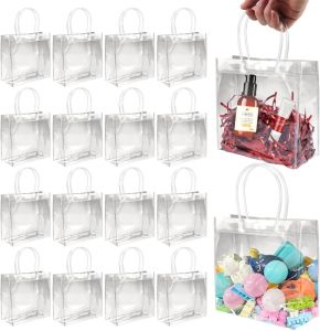 10/20Pcs Transparent PVC Gift Bag / Candies Snacks Packing Bags / Birthday Valentine Wedding Xmas Party Supplies